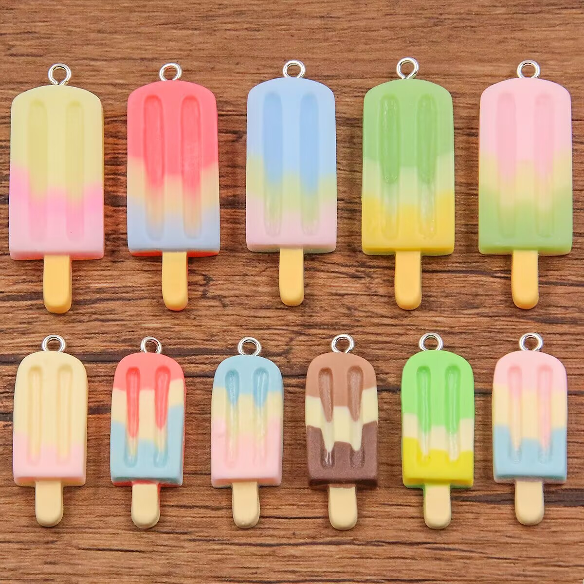 Resin Crafts Diy - 6 stuks gradiënt ijslolly hars bedels