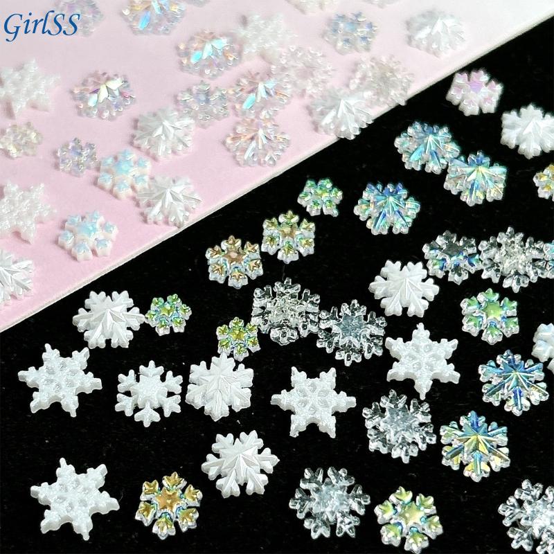 Resin Glitter Pack - 1Set Witte Glinsterende Sneeuwvlok Nagelbedels Professionele