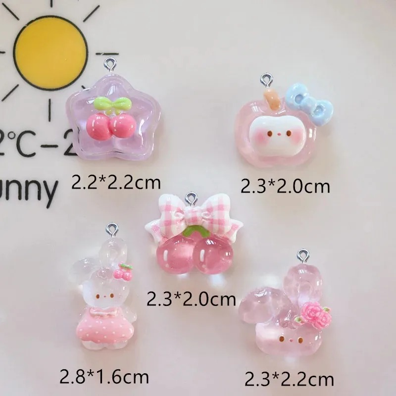 Resin Crafts Diy - 10 stuks schattige kersenkonijn hars bedels