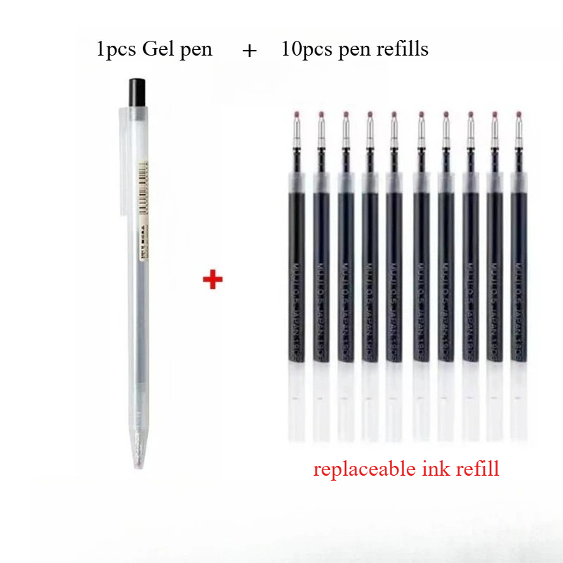 Muji Stationery Gel Pen - 10 stuks drukknoppen met 1 stuks