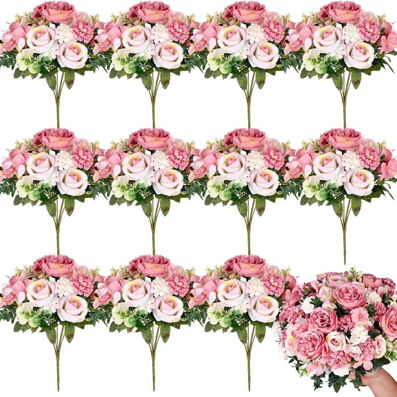 Dried Flower Bulk - 32cm Zijden Kunstmatige Rozenboeket Bloemen Kunstbloemen