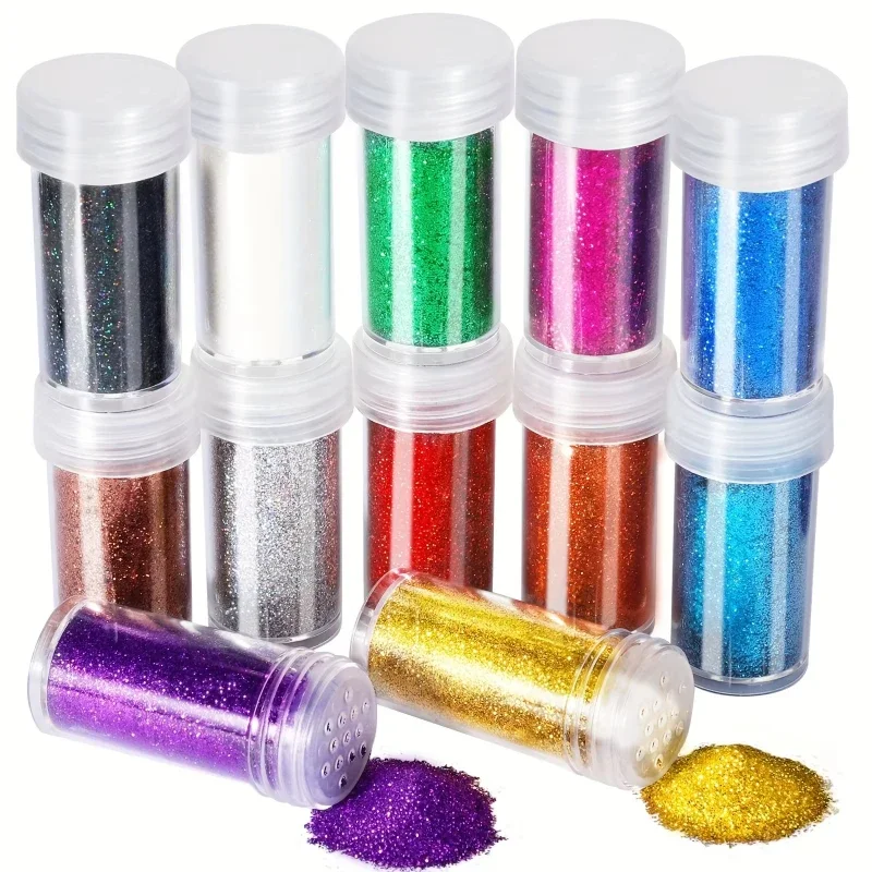 Resin Glitter Pack - 12-pack extra fijn glitterpoeder in schudpotjes,