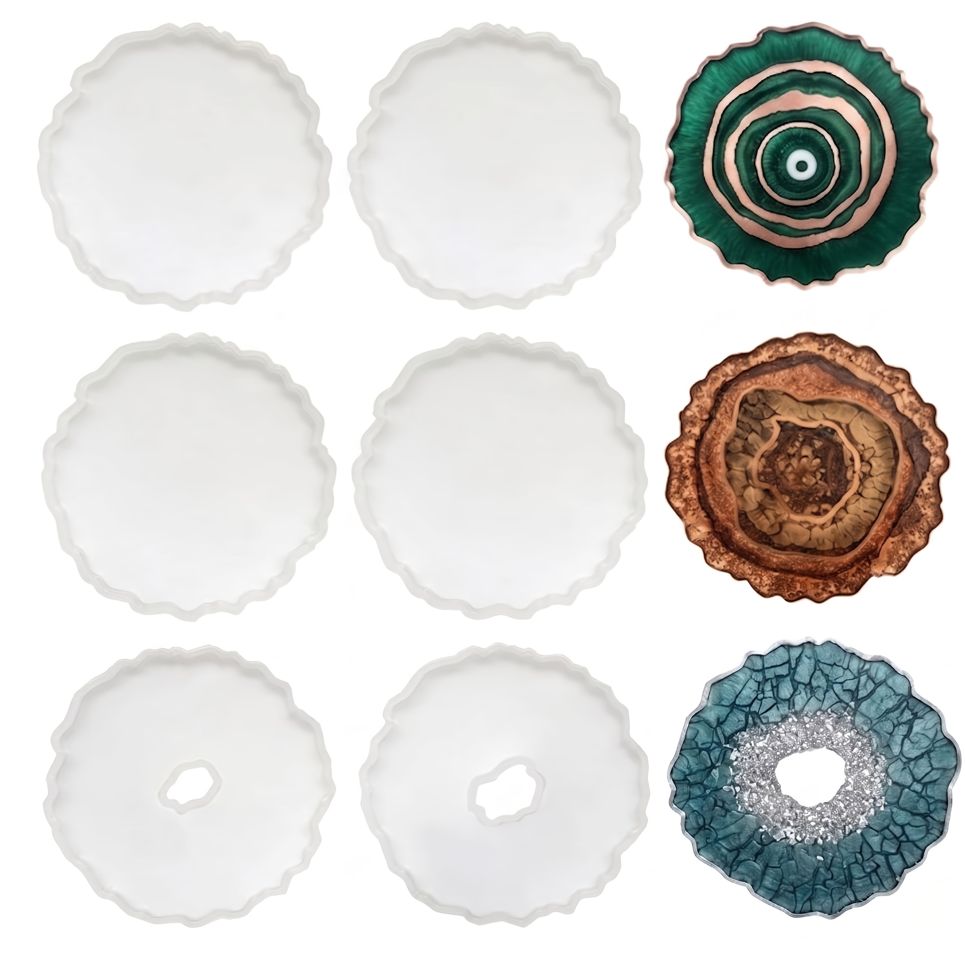 Geode Mold Silicone - 6 stuks onregelmatige agaat geode onderzetters