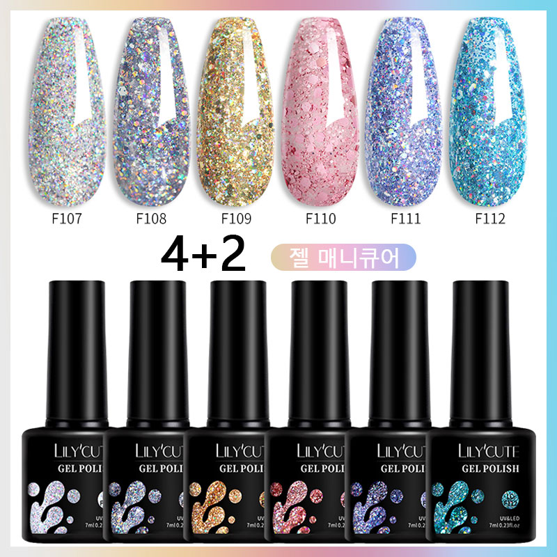 Resin Glitter Pack - LILYCUTE 7ml 6 stks/set Gel Nagellak